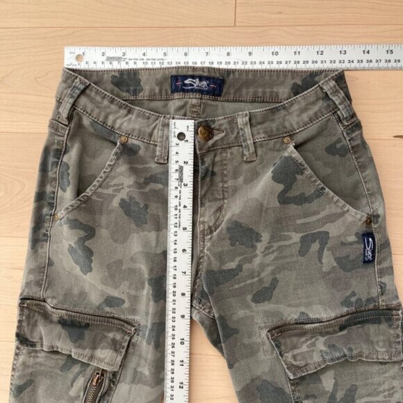 Silver Jeans Co. Camouflage Cargo Pants Size 26 lightly stretch skinny mid - Picture 7 of 7